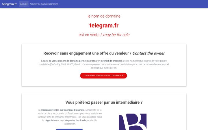 Screenshot of telegram.fr