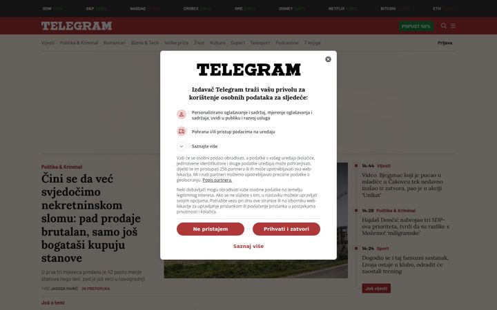 Screenshot of telegram.hr