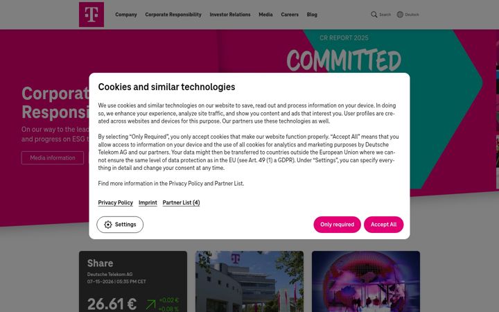 Skjámynd af telekom.net
