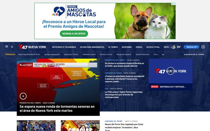 Screenshot of telemundo47.com