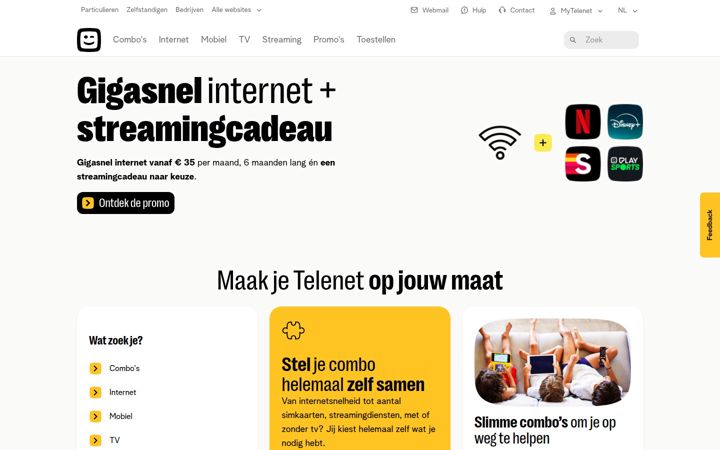 Ekrānuzņēmums no telenet.be