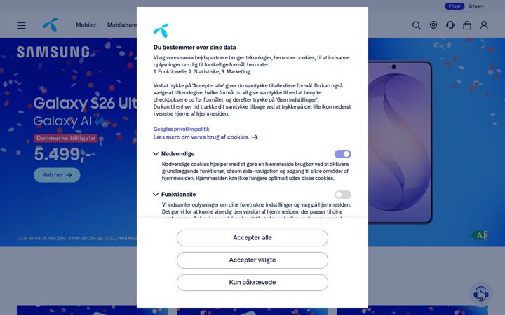 Screenshot of telenor.dk