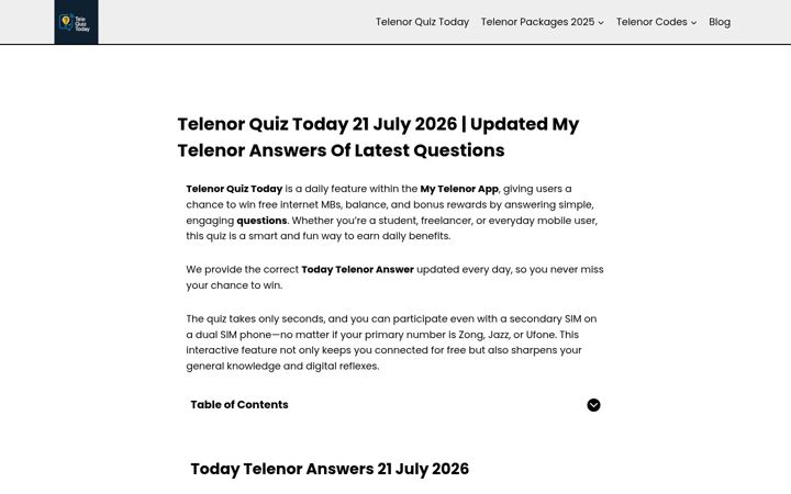 Ekrānuzņēmums no telequiztoday.pk