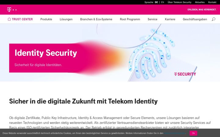 Kuvakaappaus sivustosta telesec.de