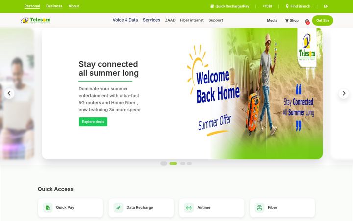 Screenshot of telesom.com