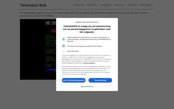 Capture d'écran de teletekst818.nl