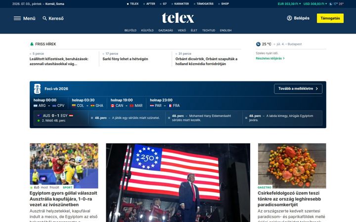 Skjámynd af telex.hu