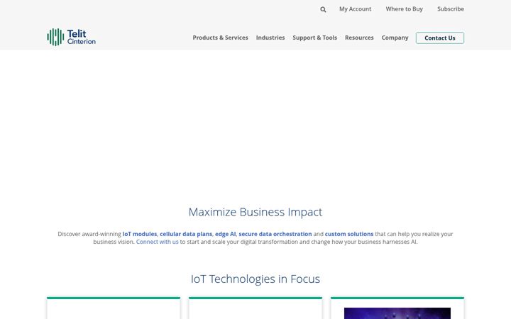 Screenshot van telit.com