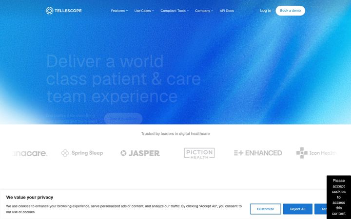 Screenshot of tellescope.com