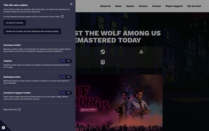 Screenshot of telltale.com