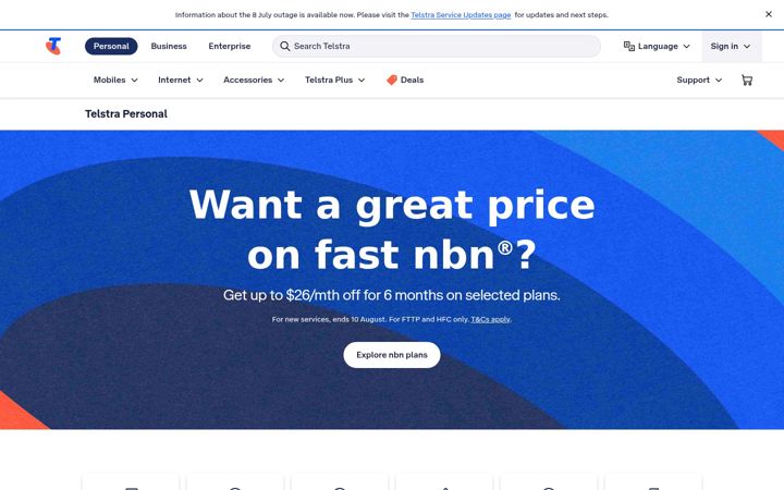 Skærmbillede af telstra.com