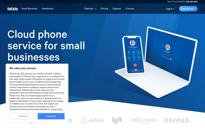 Screenshot of telzio.com