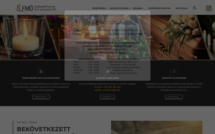 Captura de pantalla de temetkezeskft.hu