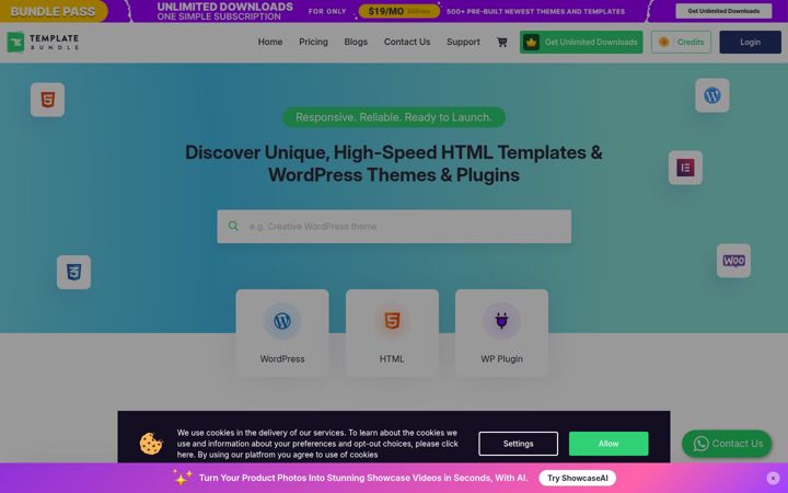 Screenshot of templatebundle.net