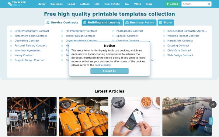 Screenshot of templateroller.com