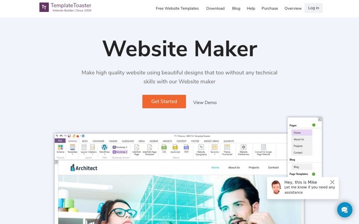 Screenshot ta' templatetoaster.com