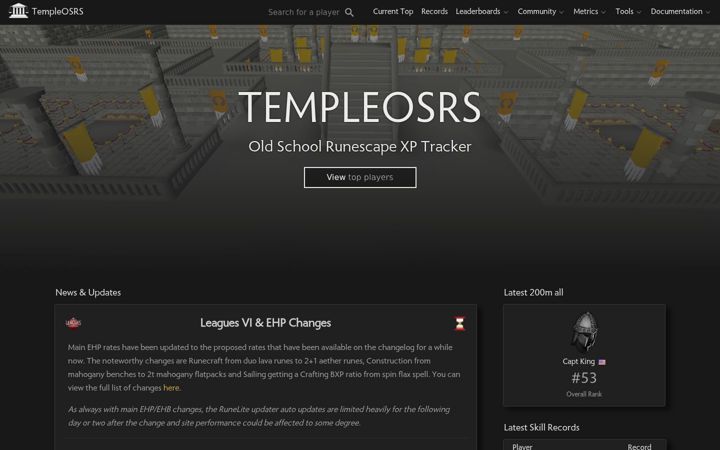 Screenshot of templeosrs.com
