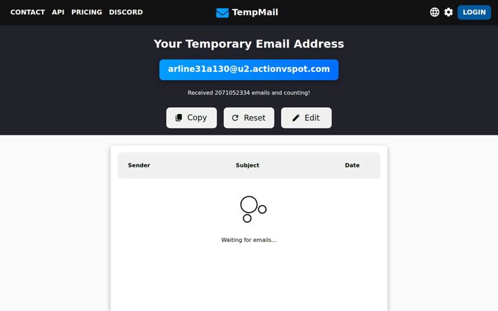 Screenshot of tempmail.lol