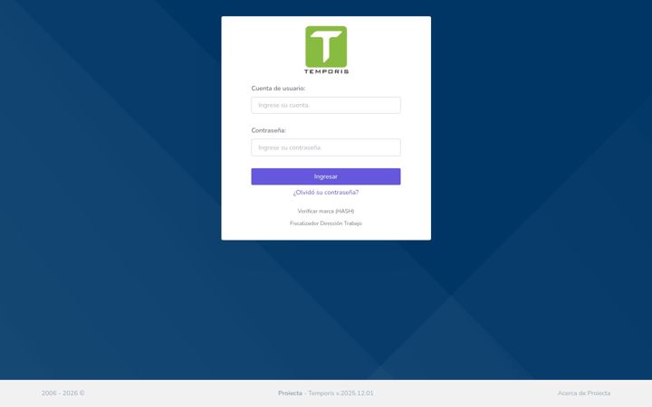 Screenshot of temporis.cl