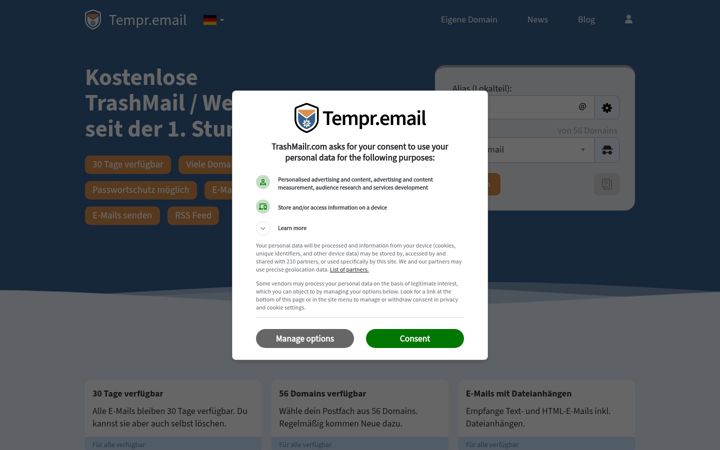 Képernyőkép: tempr.email
