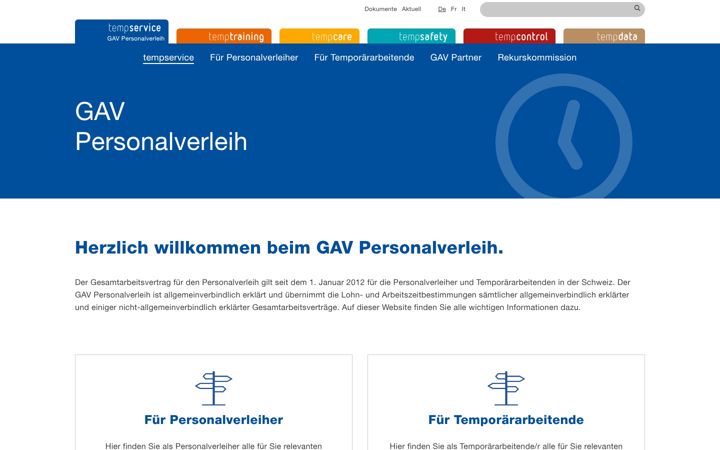 Screenshot of tempservice.ch