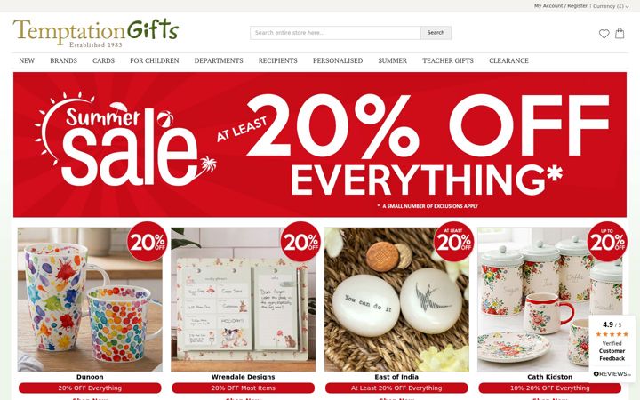 Screenshot of temptationgifts.com