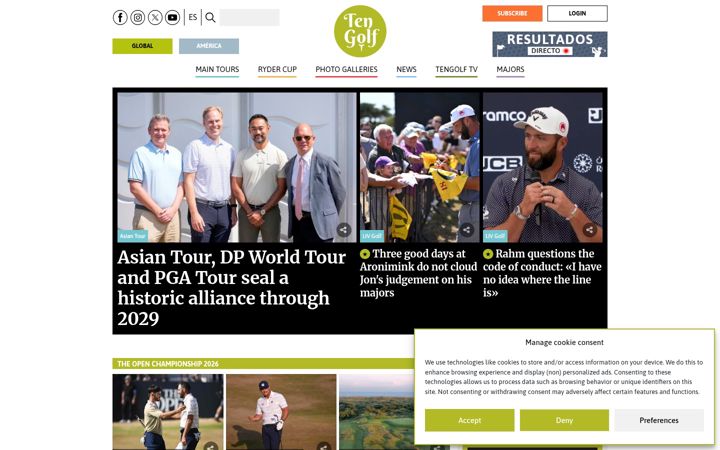 Captura de pantalla de ten-golf.com