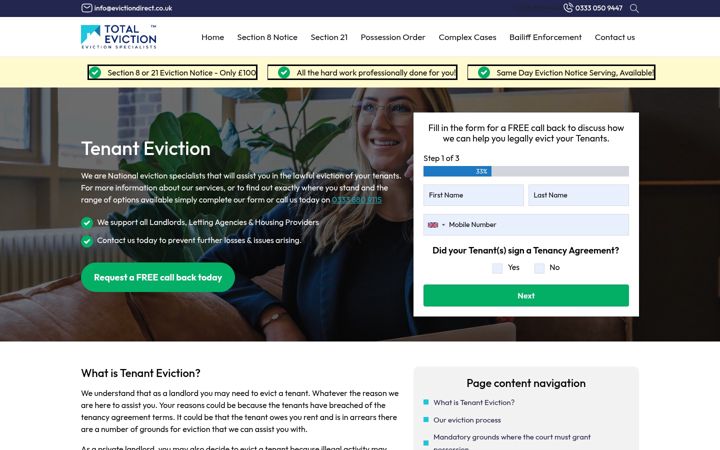 Screenshot di tenant-eviction.uk