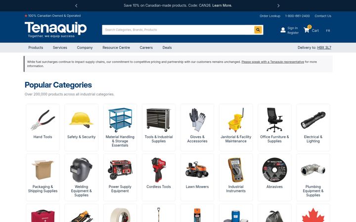 Screenshot of tenaquip.com