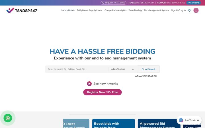 Screenshot of tender247.com