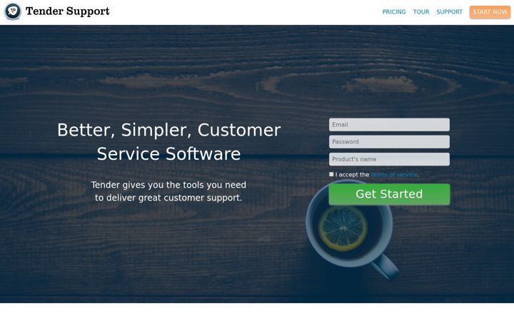 Screenshot of tenderapp.com