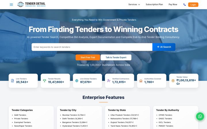 Screenshot of tenderdetail.com