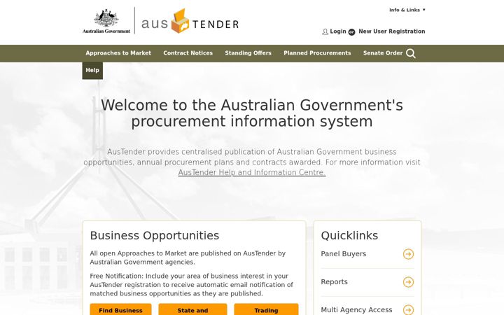 Screenshot of tenders.gov.au