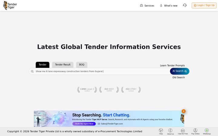 Screenshot του tendertiger.com