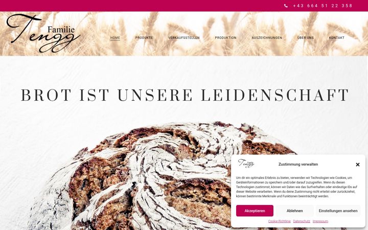 Screenshot von tengg-brot.at