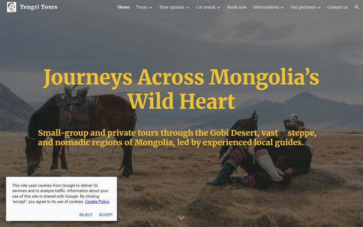 Captură de ecran a tengritoursmongolia.com