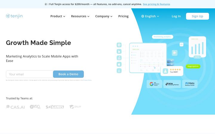 Screenshot von tenjin.com