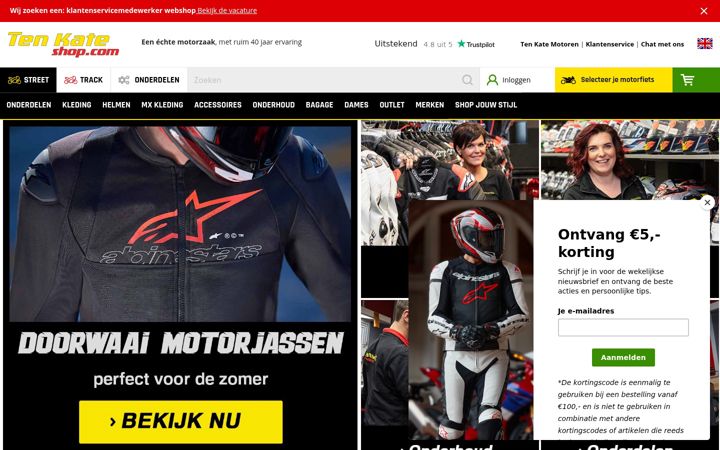 Screenshot of tenkateshop.com