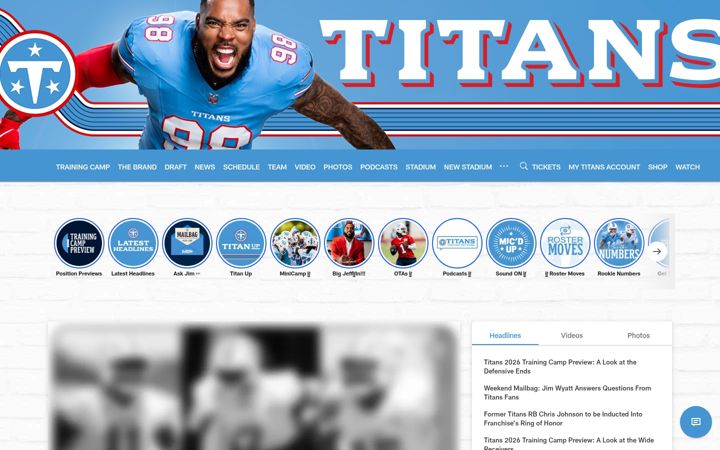 Screenshot of tennesseetitans.com