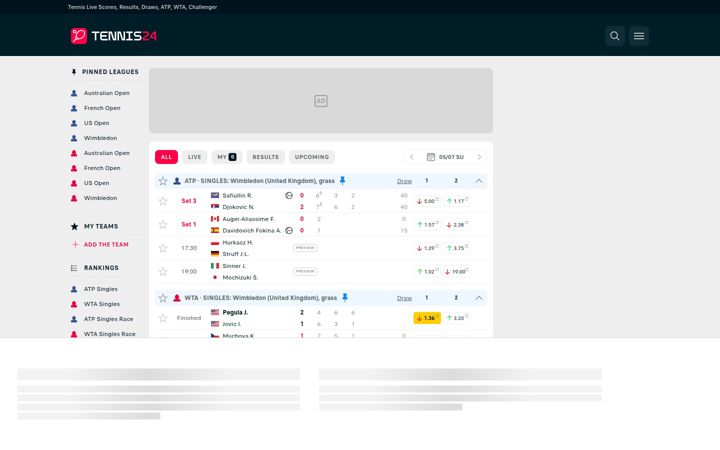 Screenshot of tennis24.com