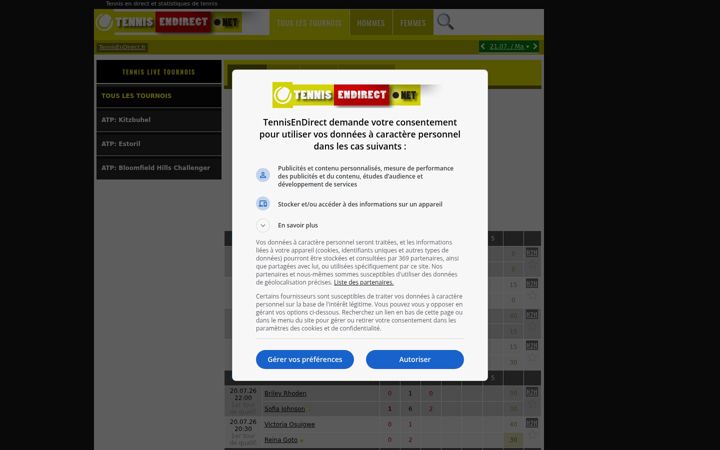 Screenshot of tennisendirect.net