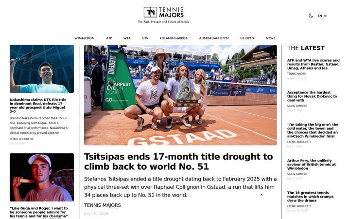 Screenshot of tennismajors.com