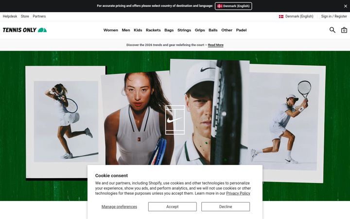 Screenshot of tennisonly.com
