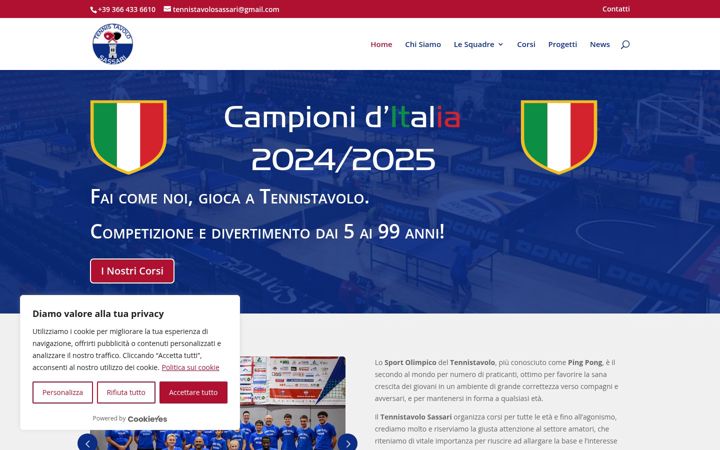 Screenshot of tennistavolosassari.it