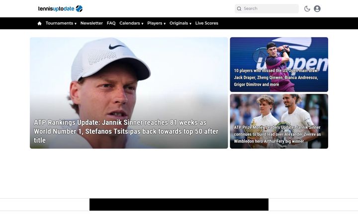 Screenshot of tennisuptodate.com