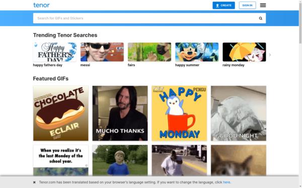 Screenshot of tenor.com