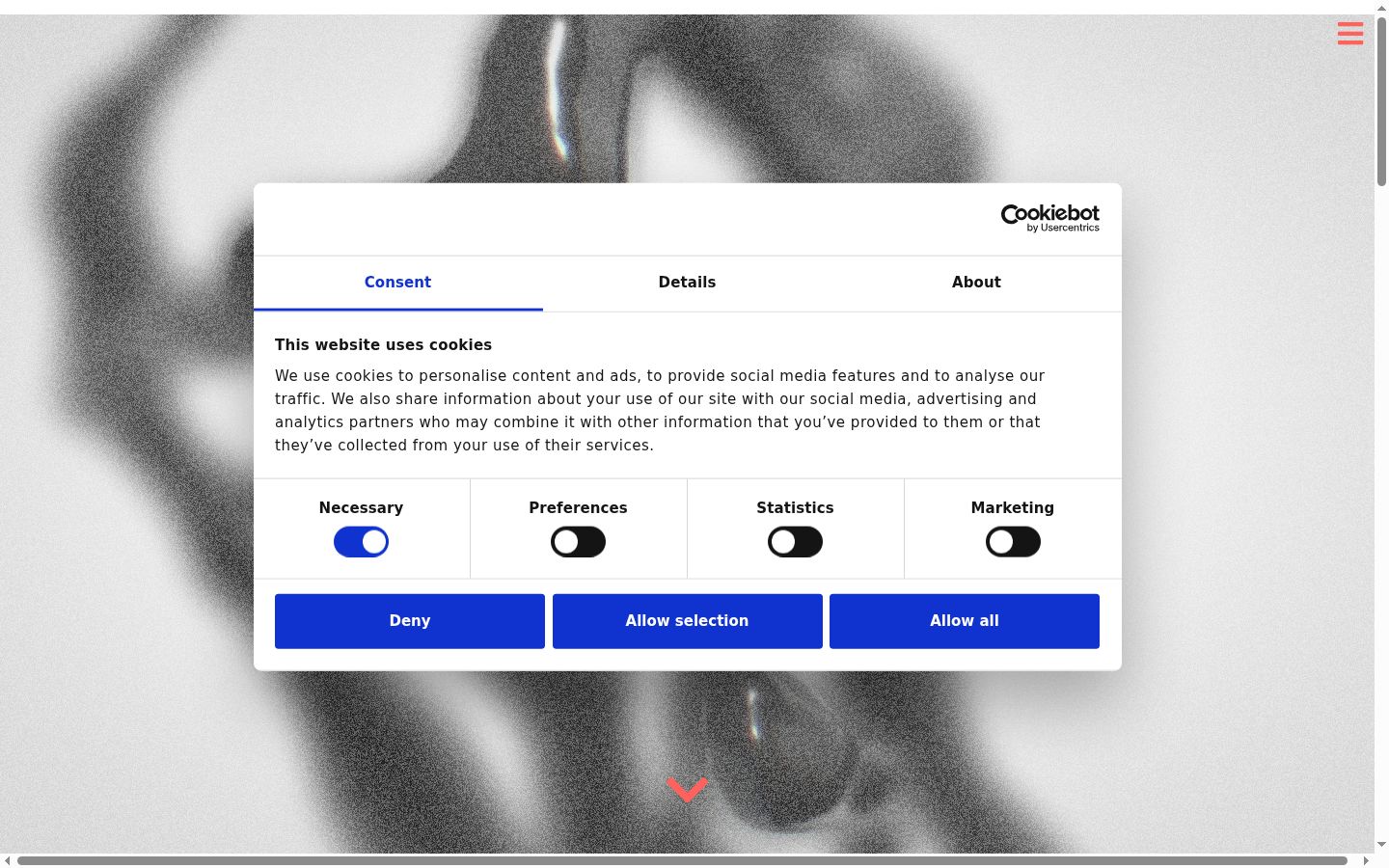 Screenshot of the consent banner shown before any interaction