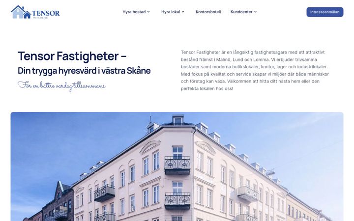 Zrzut ekranu tensorfastigheter.se