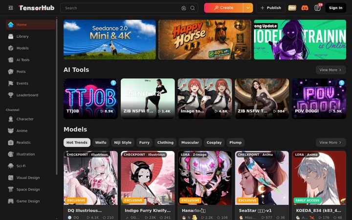 Screenshot of tensorhub.art