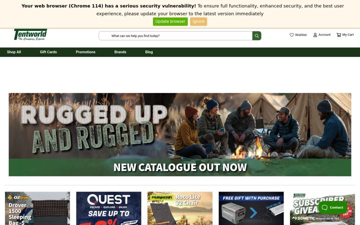 Ekrano kopija tentworld.com.au